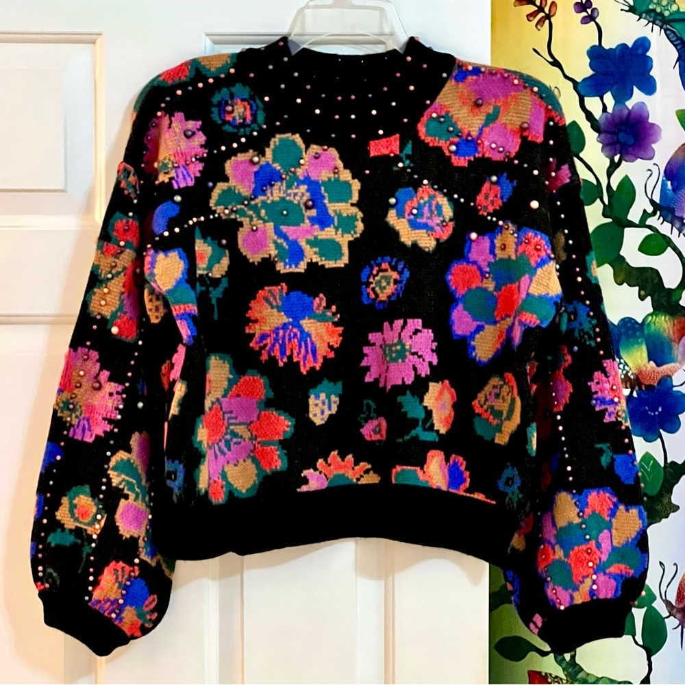 πΊπHPππΊ NWT Farm Rio Lilyβs Garden Embroidered Sweater - Picture 9 of 16